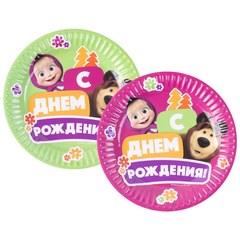 Тарелки "Маша и Медведь" день рождения 6шт