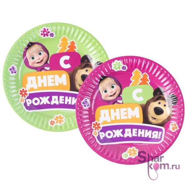 Тарелки "Маша и Медведь" день рождения 6шт