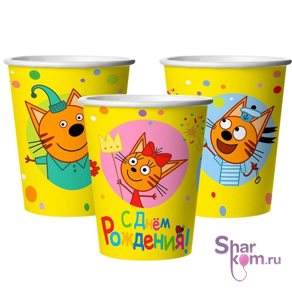 Стаканы "Три Кота. Яркий праздник" 6шт