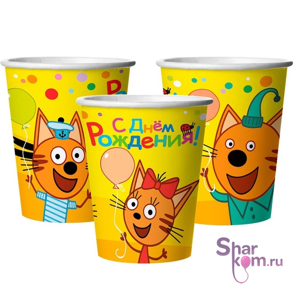 Стаканы "Три Кота. Веселый ДР" 6шт