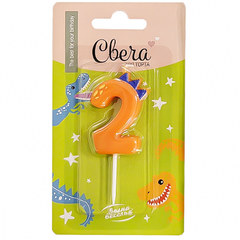Свеча Цифра "2" Динозаврик