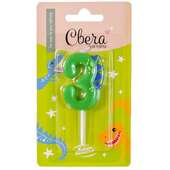 Свеча Цифра "3" Динозаврик