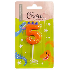 Свеча Цифра "5" Динозаврик