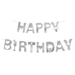 Гирлянда "С ДР" (Happy Birthday) (серебро), 200см