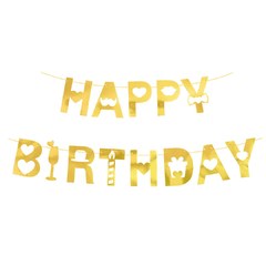 Гирлянда "С ДР" (Happy Birthday) (золото), 200см
