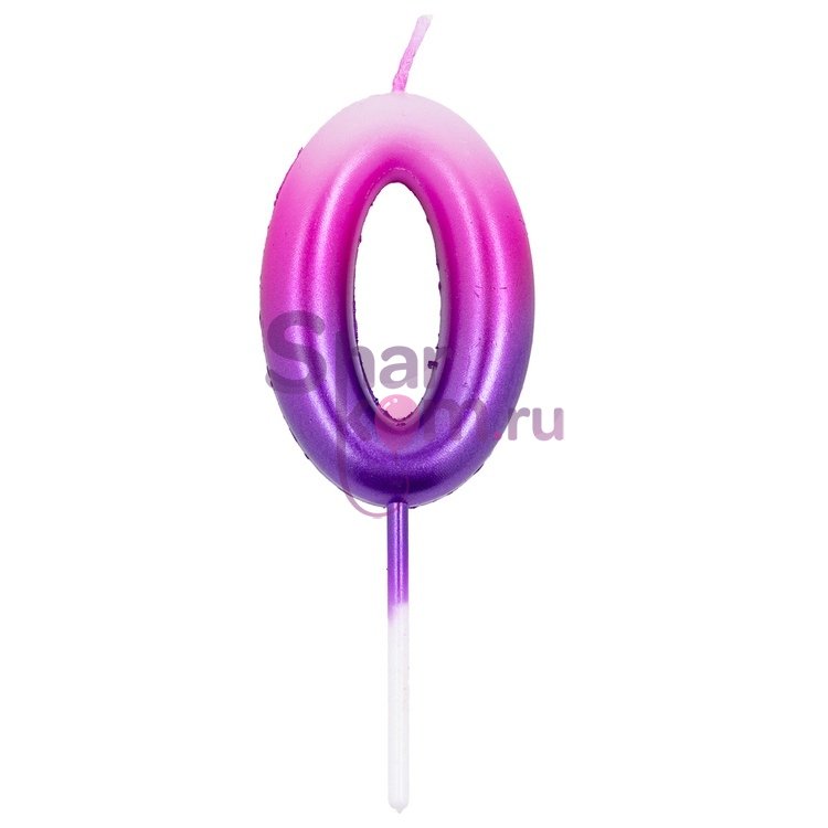 Свеча цифра "0" (розов/фиолет)