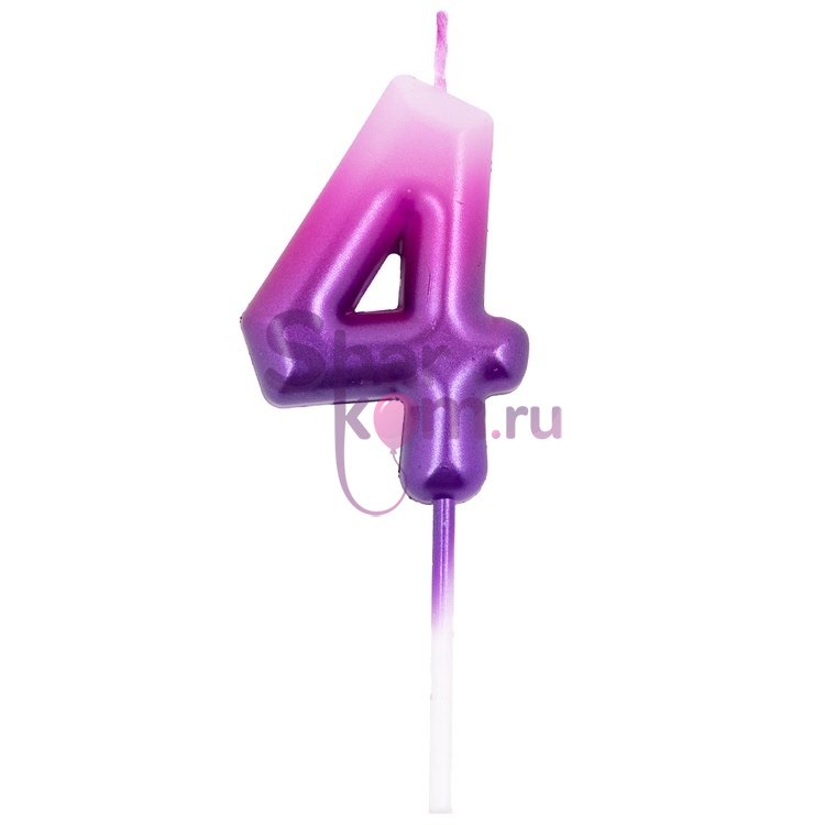 Свеча цифра "4" (розов/фиолет)