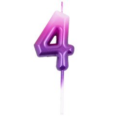Свеча цифра "4" (розов/фиолет)