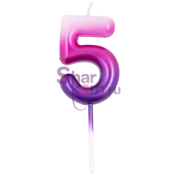 Свеча цифра "5" (розов/фиолет)