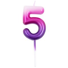 Свеча цифра "5" (розов/фиолет)