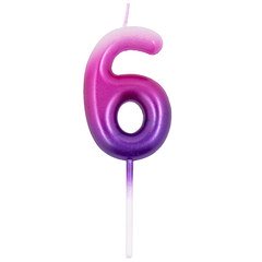 Свеча цифра "6" (розов/фиолет)