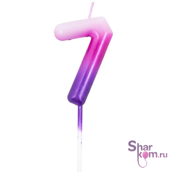 Свеча цифра "7" (розов/фиолет)