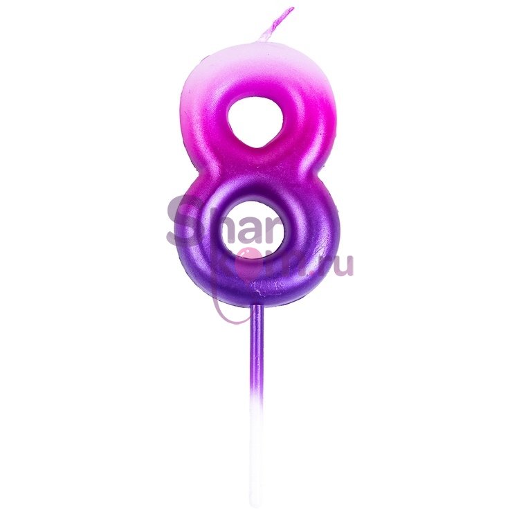 Свеча цифра "8" (розов/фиолет)