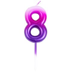 Свеча цифра "8" (розов/фиолет)
