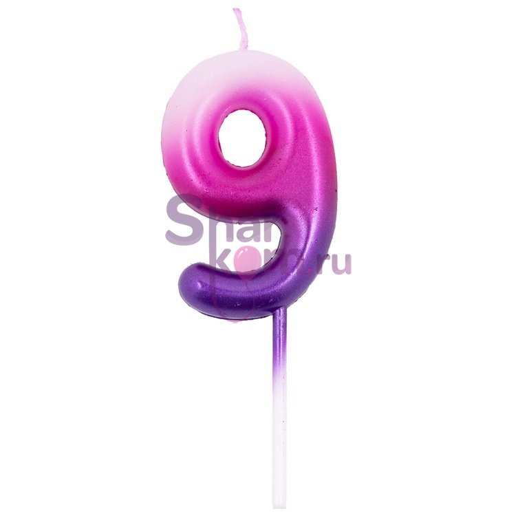 Свеча цифра "9" (розов/фиолет)