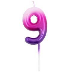 Свеча цифра "9" (розов/фиолет)