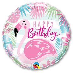 Фольгированный шар "С ДР (HB) Фламинго" розовый