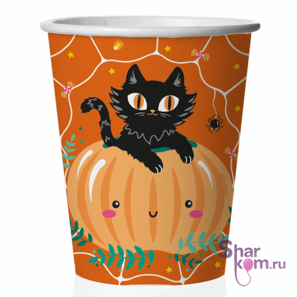 Стаканы  "Кошка на тыкве" 6шт