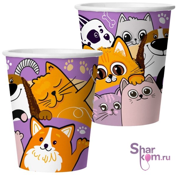 Стаканы  "Кошечки Собачки", 6шт
