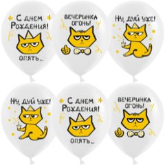 Шары "С Днем Рождения!" (рыжий котик)