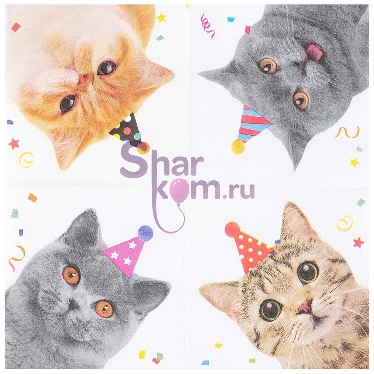 Салфетка "Котики фотографичные " 12шт