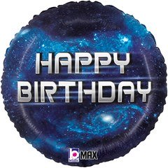 Шар Круг "С Днем Рождения" (Happy Birthday) космос