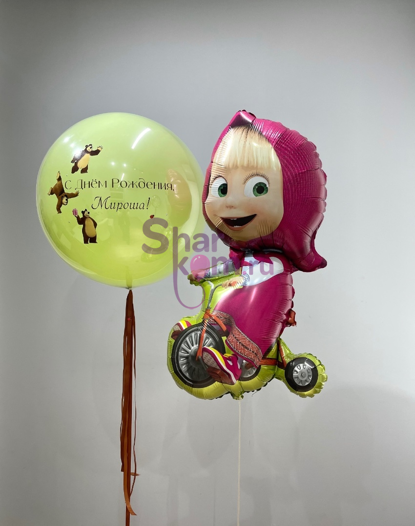 Композиция из шаров "Маша на велосипеде"