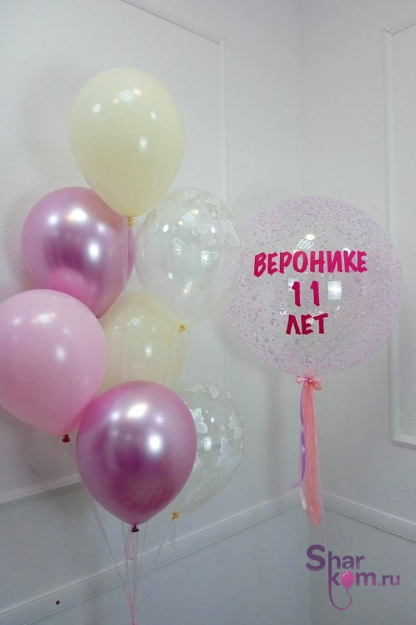 Композиция из шаров "В розовых цветах"