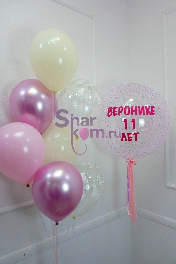 Композиция из шаров "В розовых цветах"