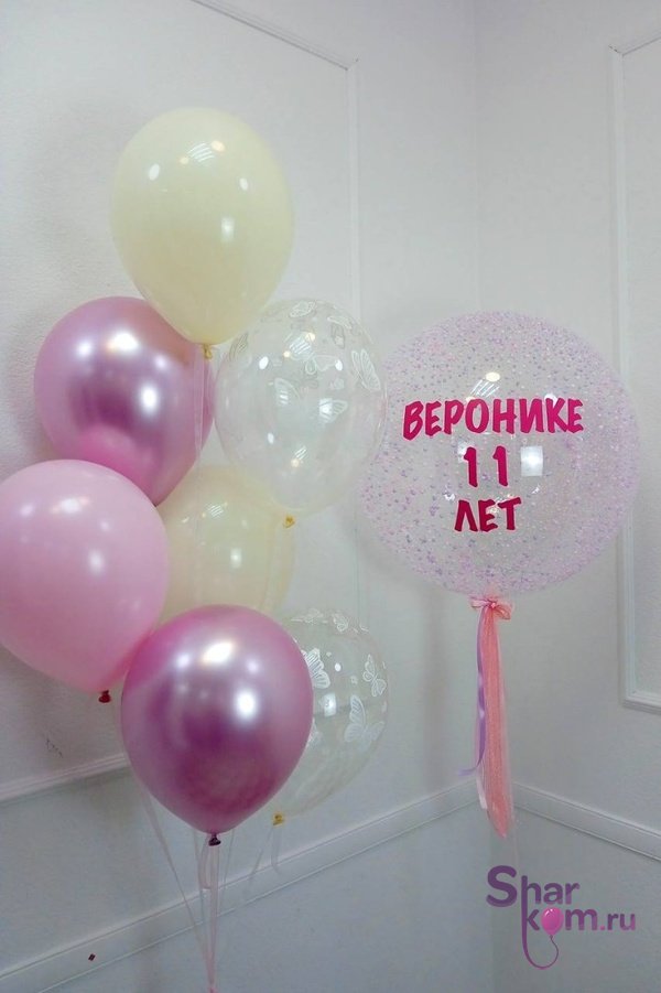 Композиция из шаров "В розовых цветах"