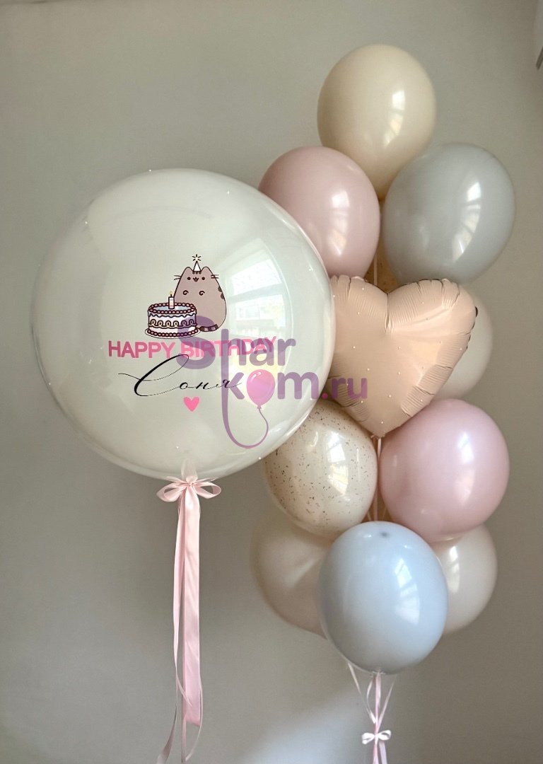 Композиция из шаров "Котик с макарунсами"