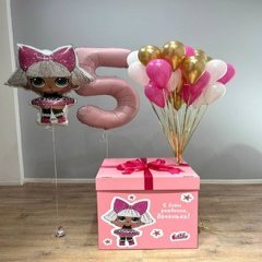 Коробка с шарами Сюрприз "5 лет с куклой Лол"