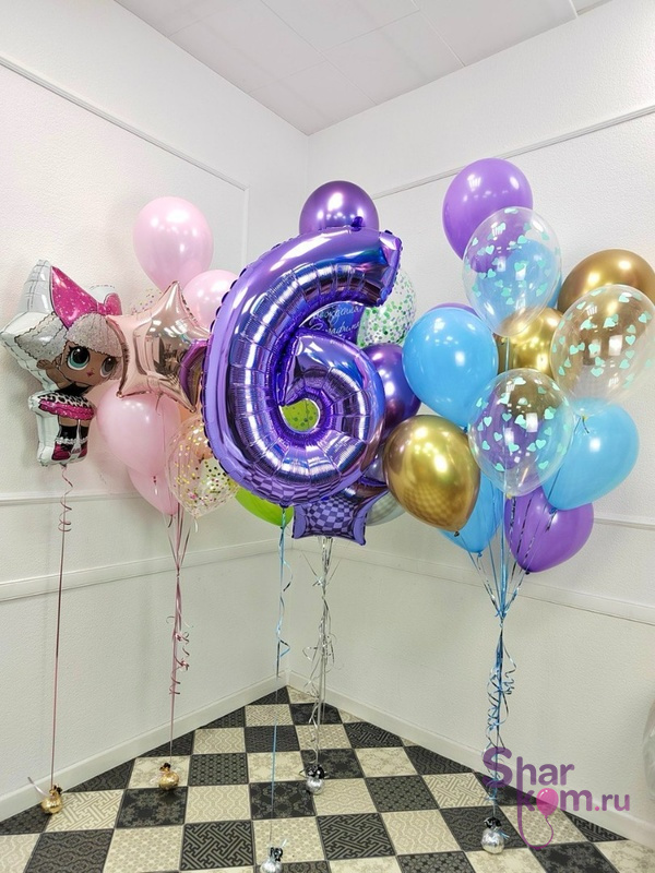 Композиция из шаров "Ассорти на 6 лет"