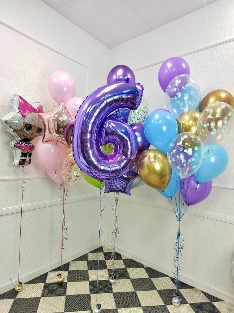 Композиция из шаров "Ассорти на 6 лет"