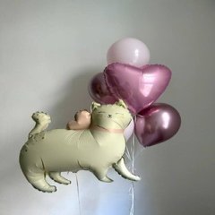 Композиция из шаров "Котик с бантиком"