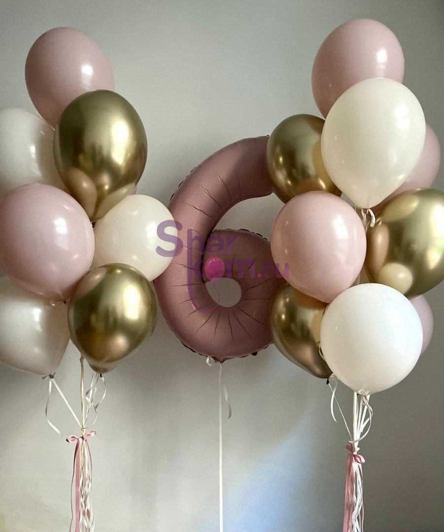 Композиция из шаров "Цифра 6 и 2 фонтана"