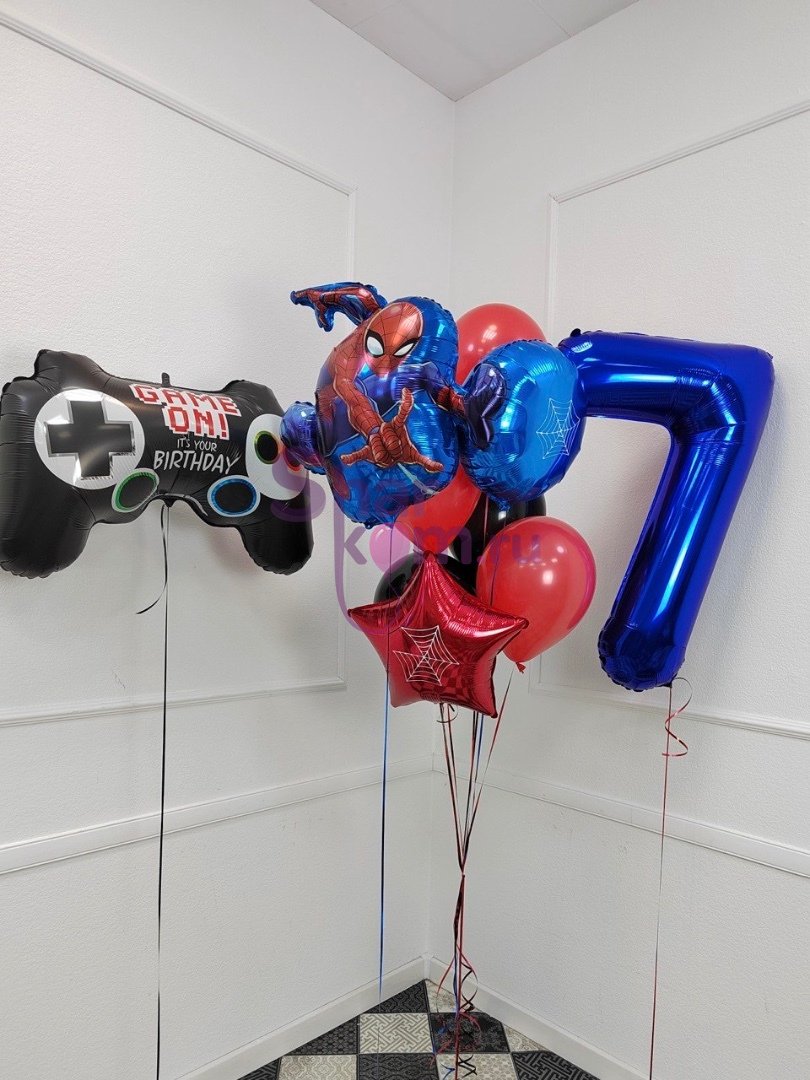 Композиция из шаров "Геймпад и паучок"