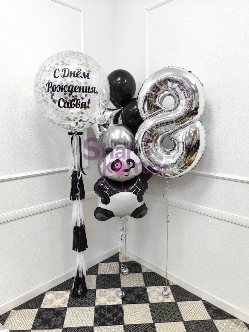 Композиция из шаров "Панда в серебре"