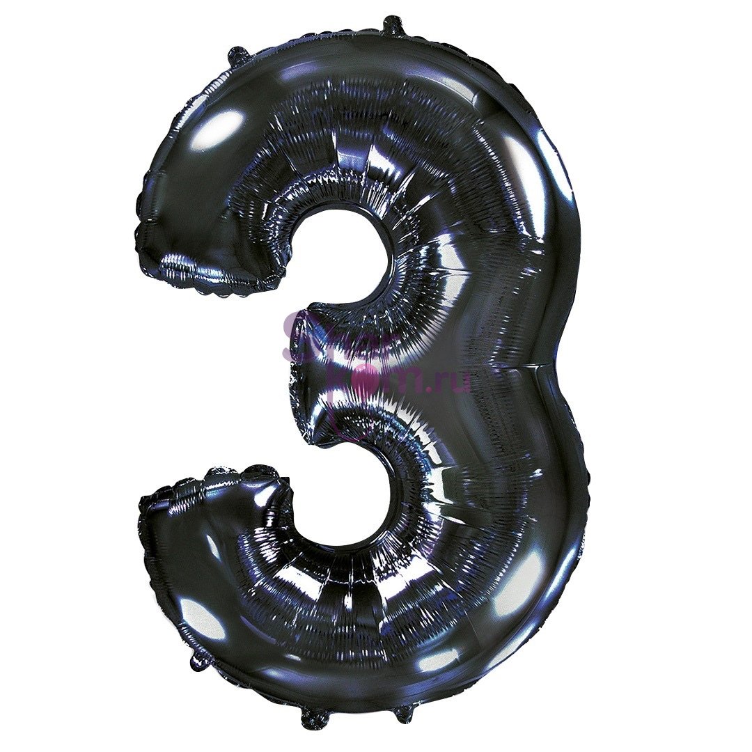 "Цифра 3" черный хром