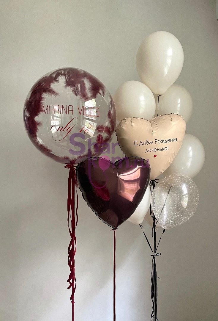 Композиция из шаров "Бордовые перья"