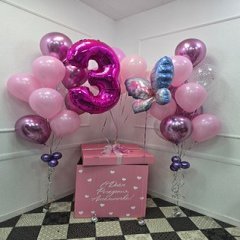 Коробка с шарами Сюрприз "Бабочка в розовом"