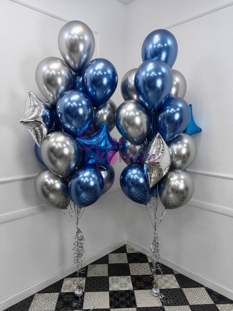 Фонтаны из шаров "Звезды в хроме"