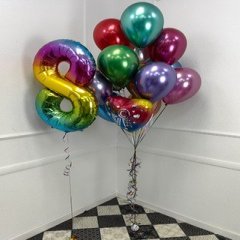 Композиция из шаров "Радужная с цифрой"
