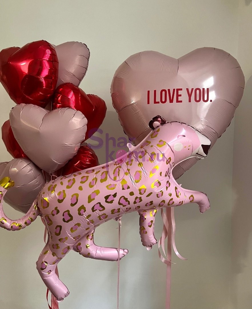 Композиция из шаров "Розовый лео"