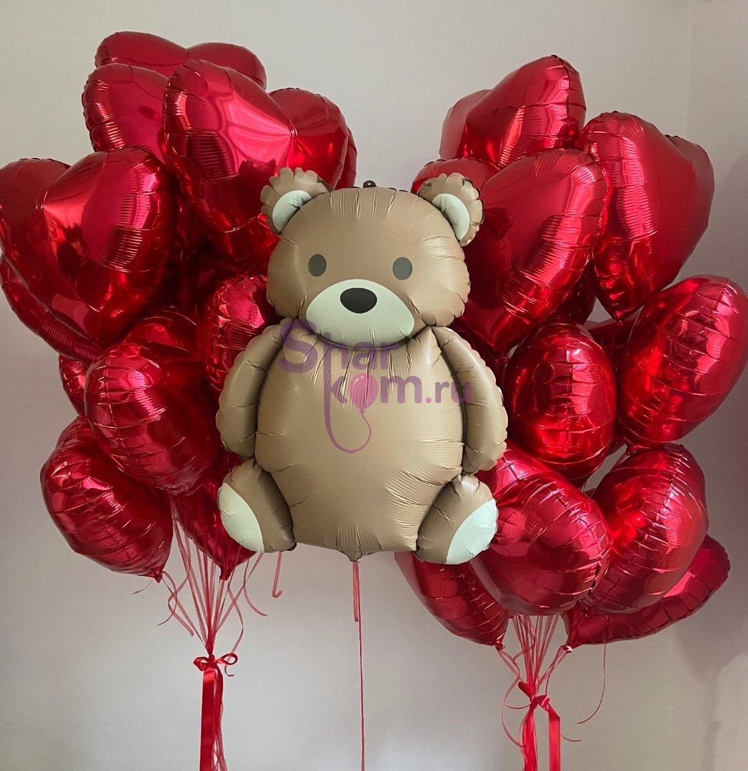 Композиция из шаров "Влюбленный медведь"