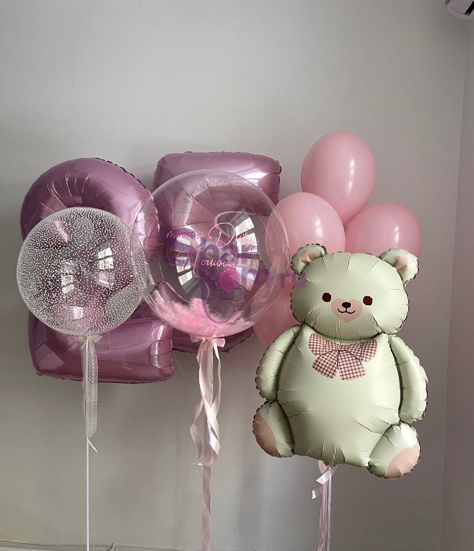 Композиция из шаров "Нежные розовые оттенки"