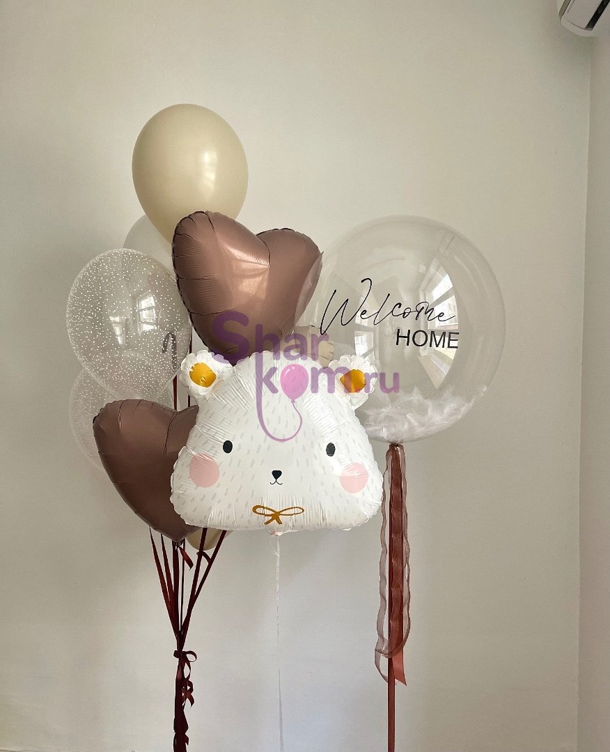 Композиция из шаров "Медвежонок - на выписку"