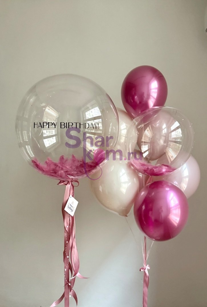 Композиция из шаров "Розовые перья"