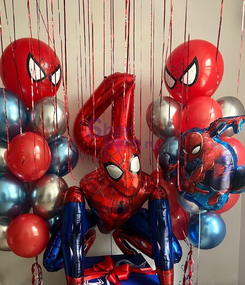 Композиция из шаров «Любимый герой. Человек Паук»