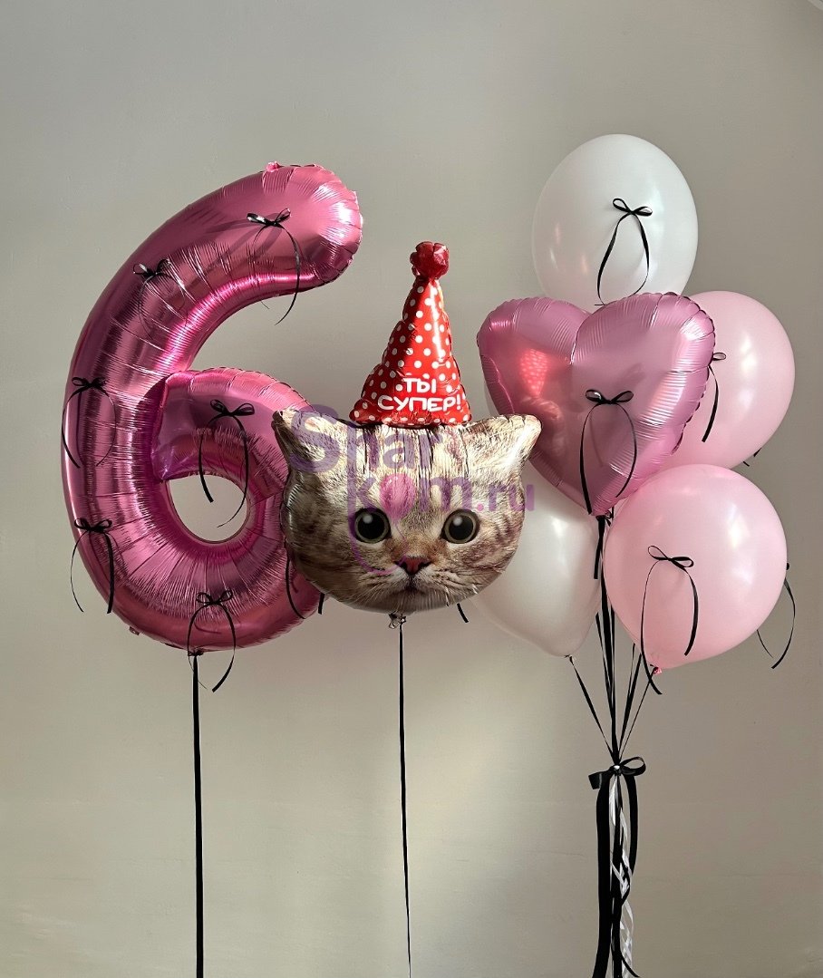 Композиция из шаров «Ты супер», с котиком